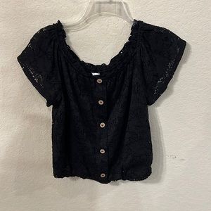black blouse crop top